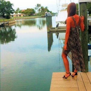 Leopard print maxi midi summer dress